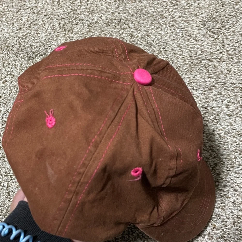 Embroidered Cal Ranch Brown and Pink Hat